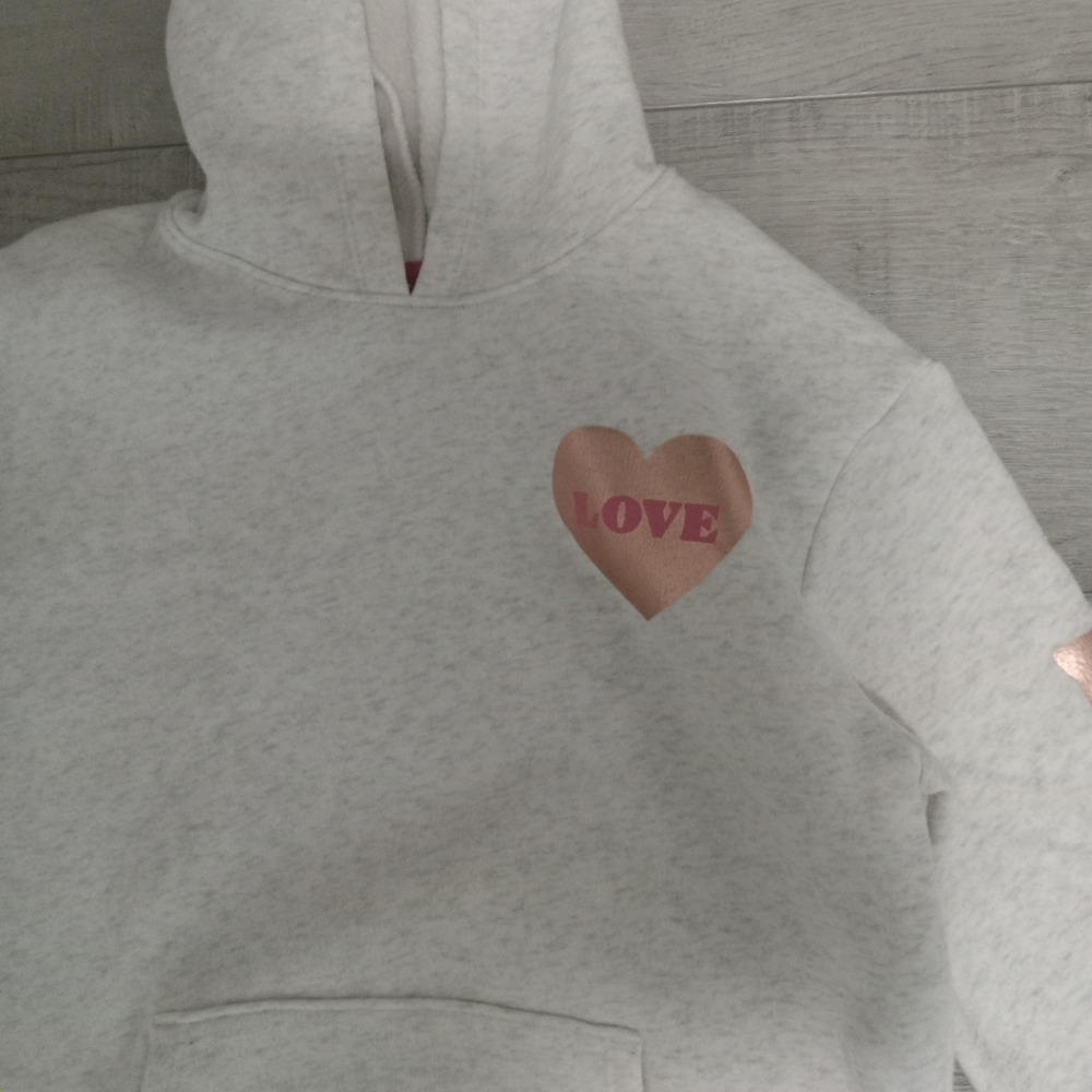 Gray Hoodie with Pink Heart Accents - Picture 3 of 3
